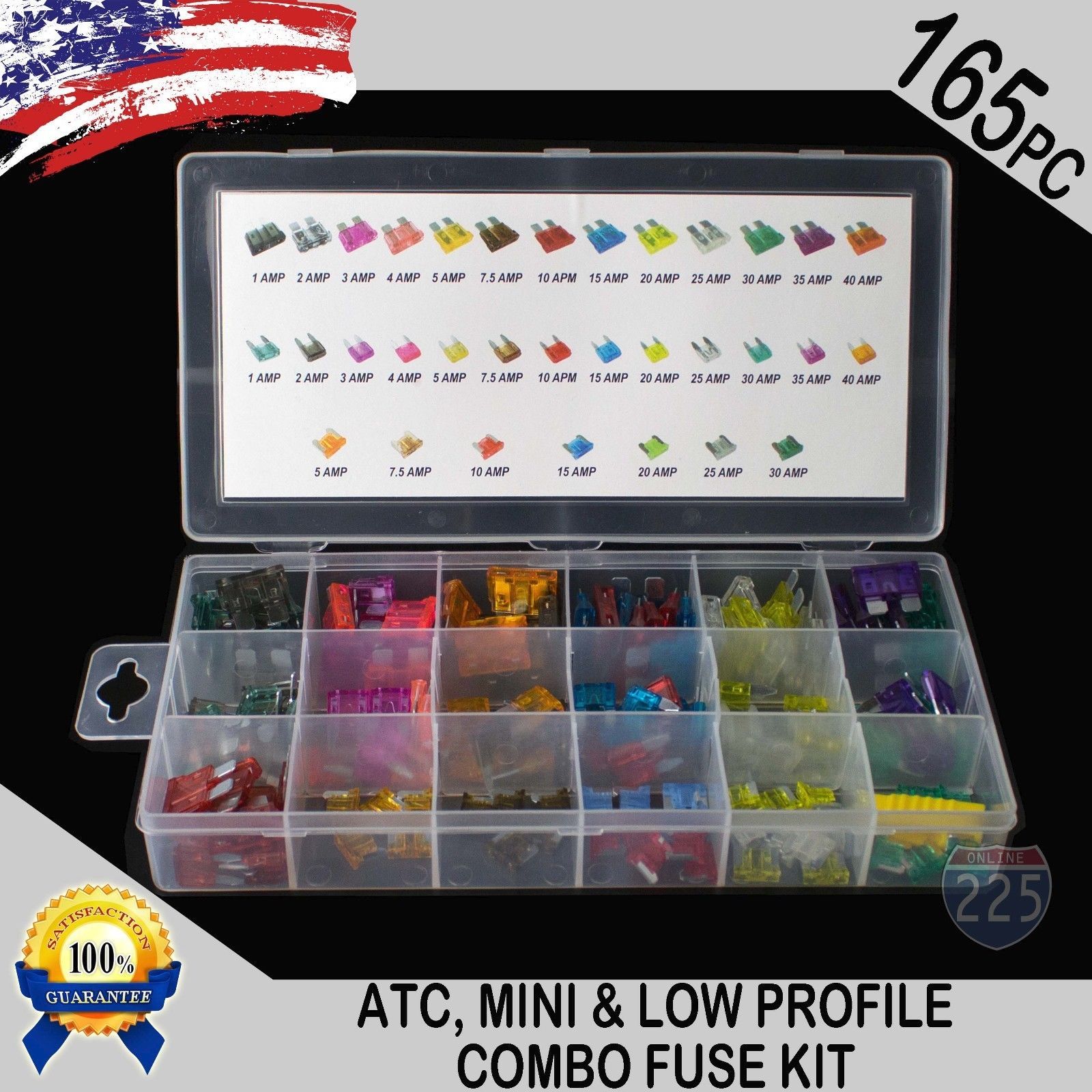 165 pcs ATC / MINI / Low Profile / Mini Blade Fuse Auto Car FUSES Assortment Kit