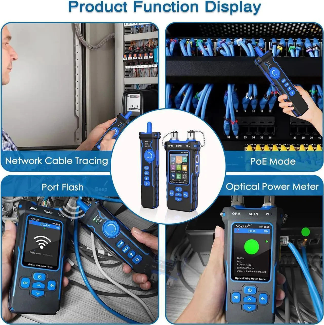 NOYAFA NF-8508 Optical Wire Meter Tracer, a 9-in-1 LAN Ethernet cable tester