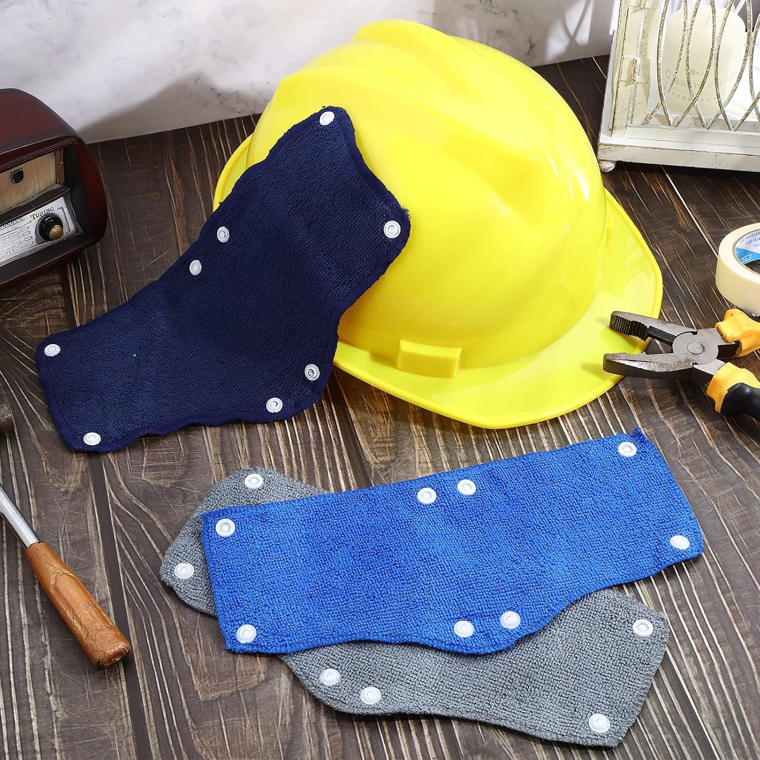 Geyoga 12 Pack Hard Hat Sweatband Cotton Helmet Sweatband Hard Hat Liner Washabl