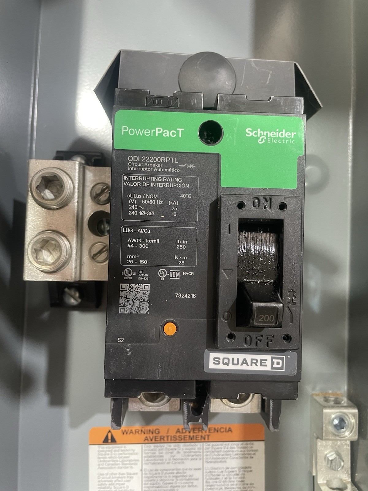 Square D Q200MRBE 200 A Main breaker enclosure Type 3R 240V 50/60Hz D11