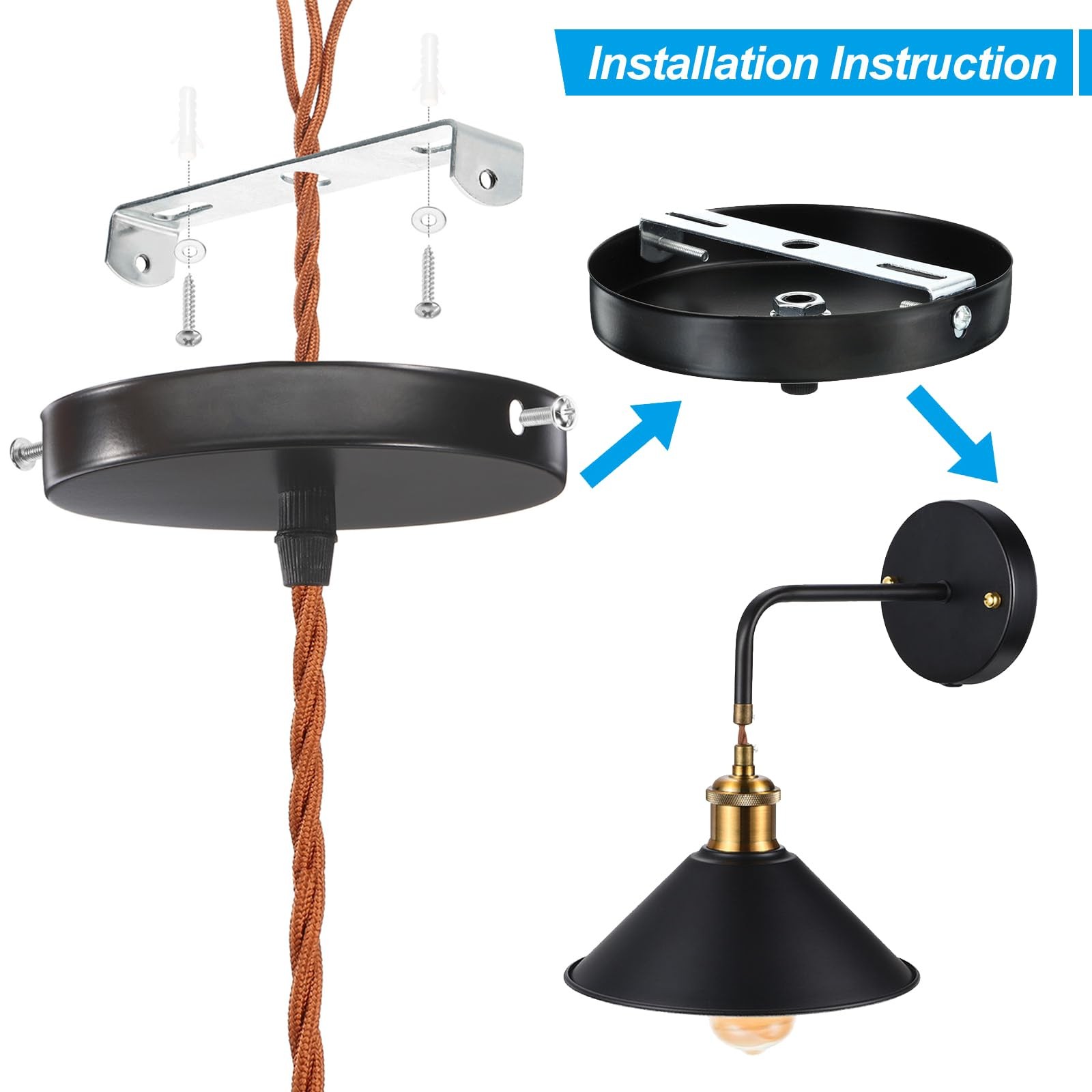 PATIKIL 95mm Ceiling Light Plate Kit, 1 Set Fixture 95mm, Silver