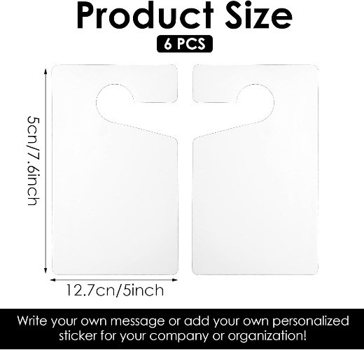 6 PCS White Blank Parking Permit Hang Tags, 3×5 Inch Plastic Hanging Pass Holder