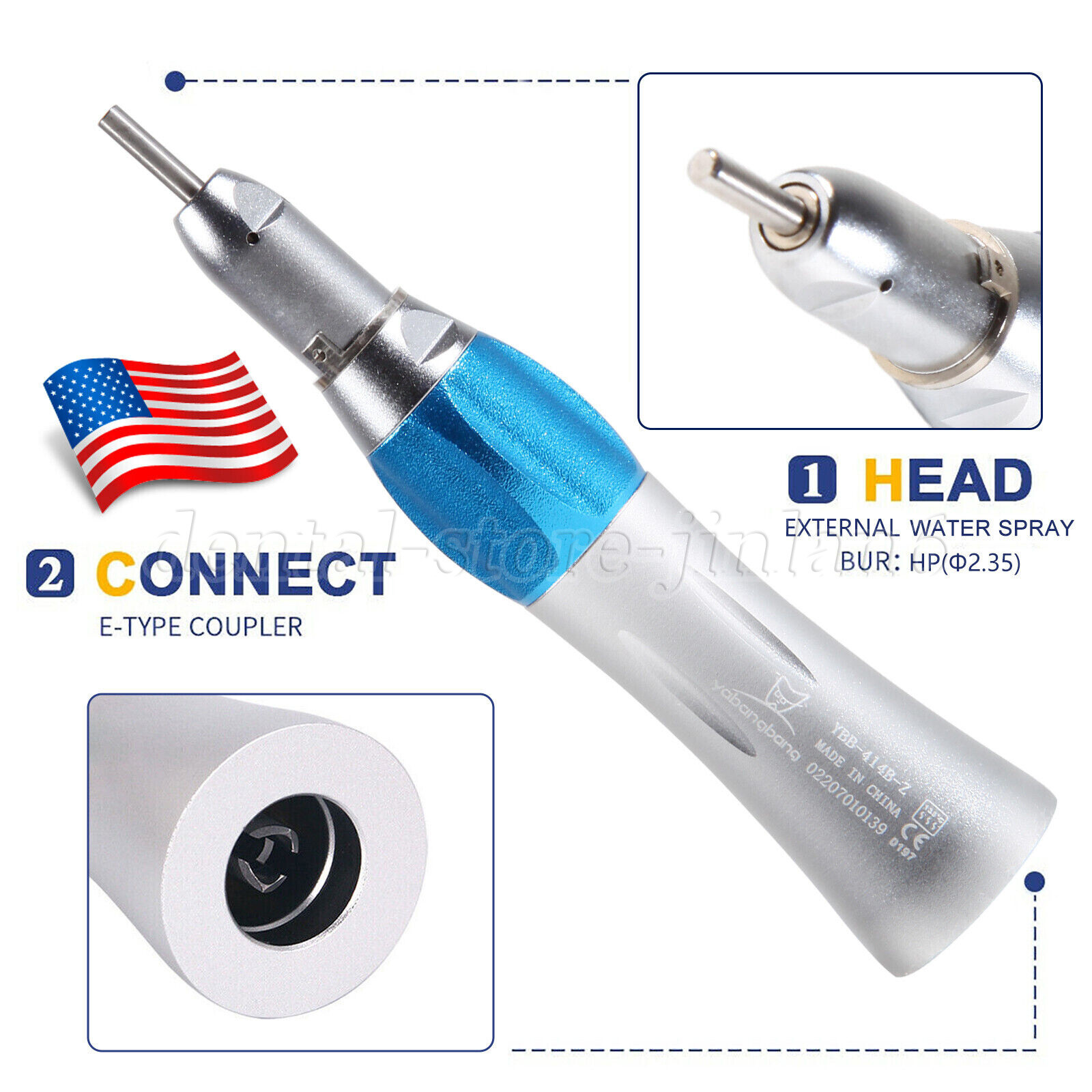Dental Straight Nose Cone Handpiece Slow Low Speed External Spray