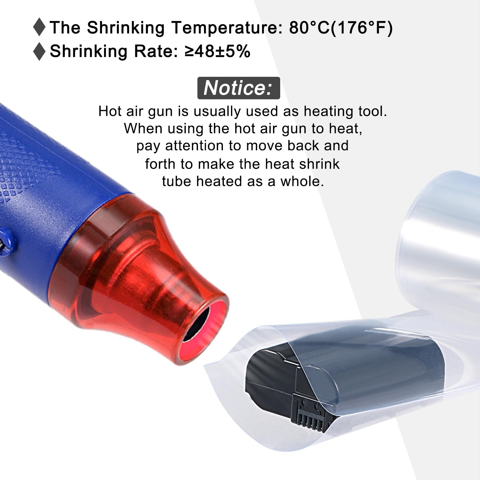 33FT 10m PVC Heat Shrink Tubing Battery Wrap 58mm Dia 90mm Flat Clear Pack