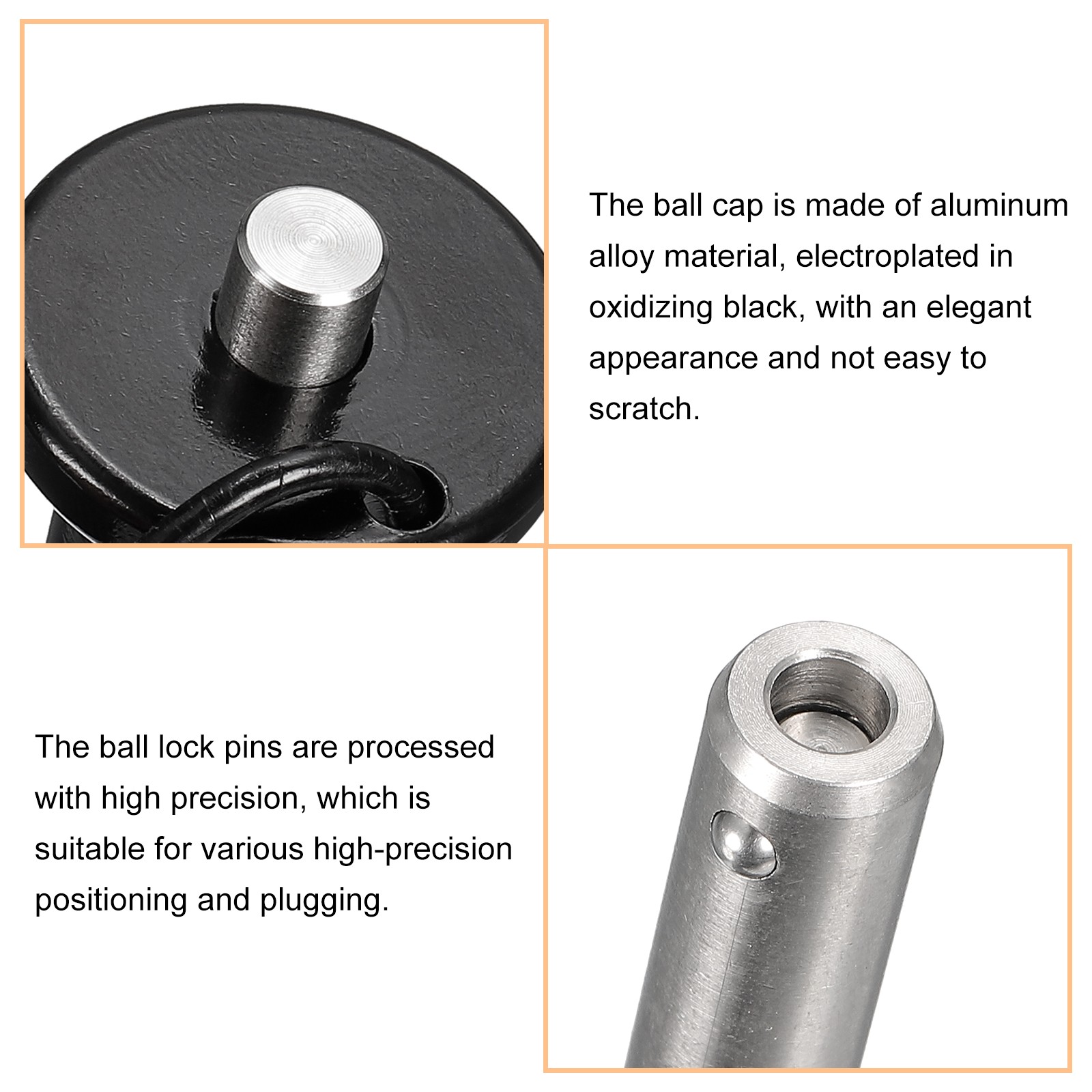 304 Stainless Steel Grip Push-Button Locking Pins with 24cm Wire (10mm-41mm)