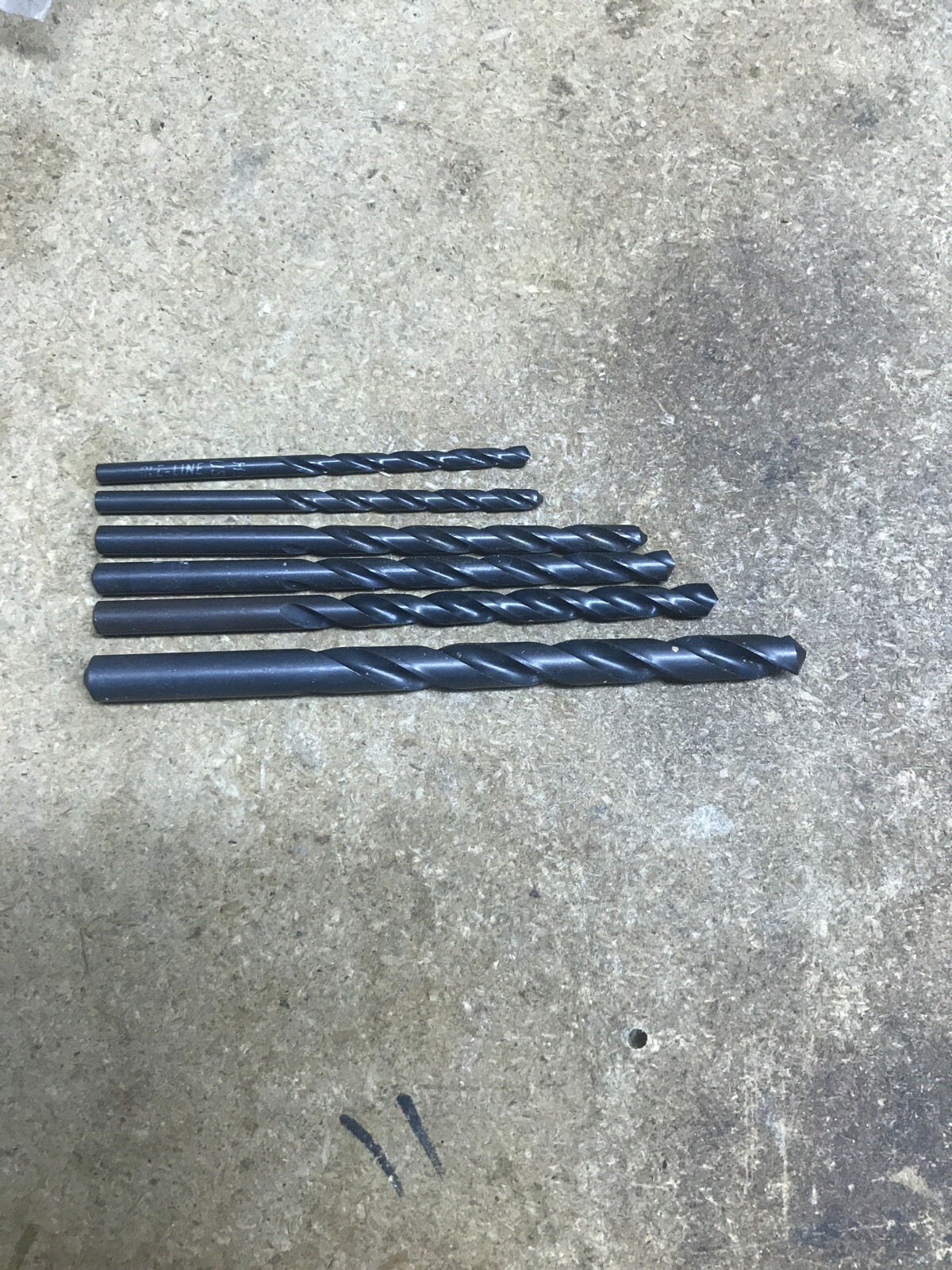 Lot Of 6 Assorted Black Oxide High Speed Flat Shank Drill Bits, Multiple Brands