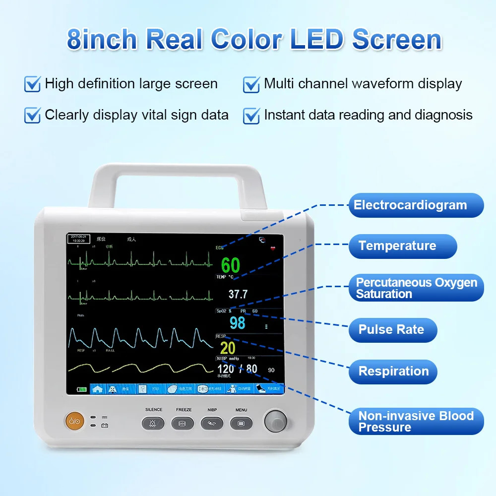 8″ Handheld Portable vital signs monitor Patient Monitor TEMP Multi-parameter