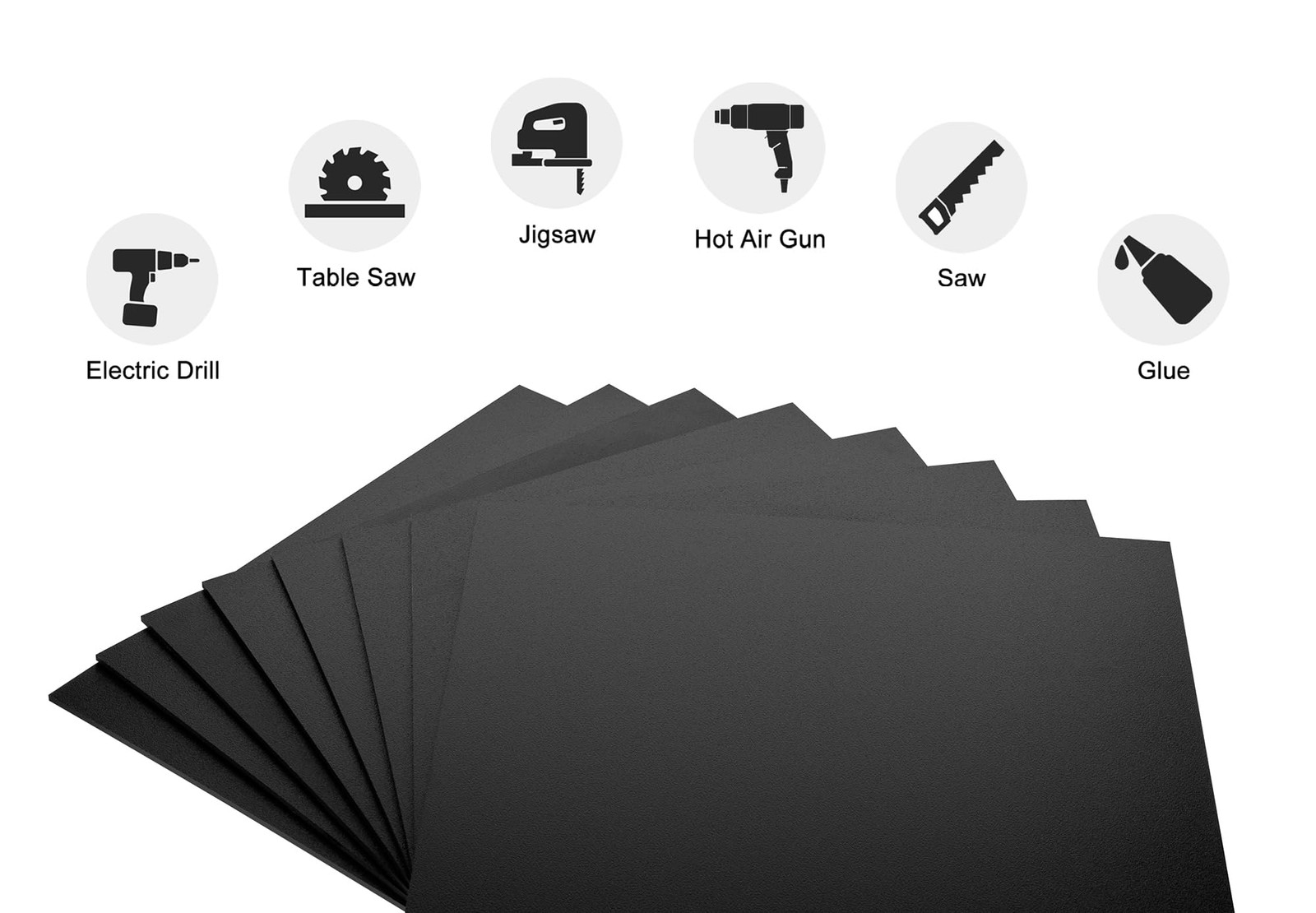 6 Pack ABS Plastic Sheet 12″ x 16″ x 0.060″ Thick, Black Moldable Flexible Th…