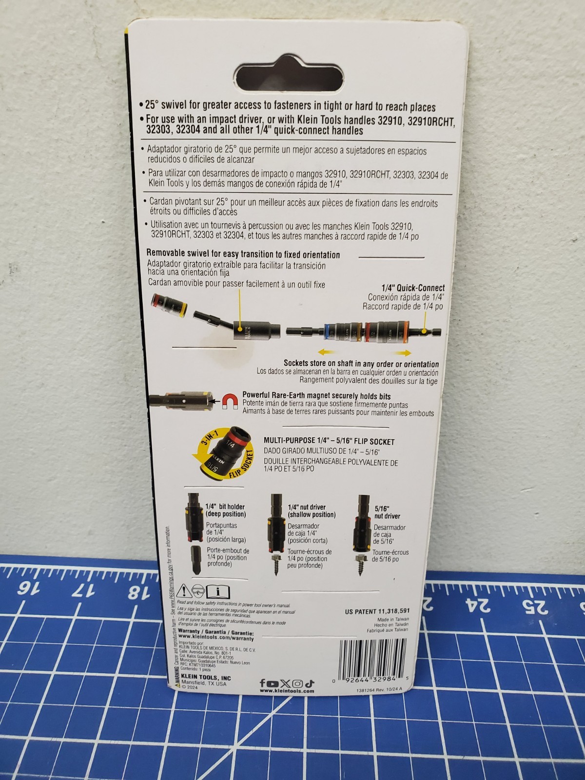 KLEIN TOOLS 32984 IMPACT FLIP SOCKET SET SITH SWIVEL ADAPTER NEW