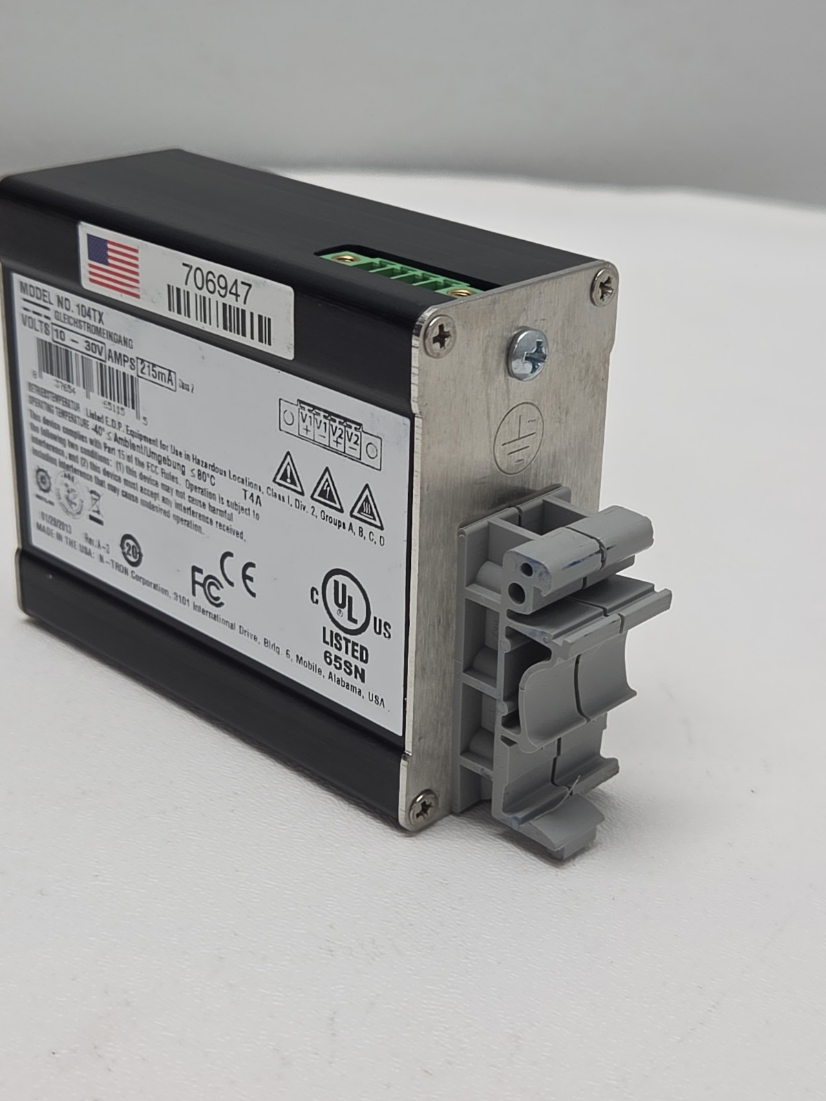 N-Tron 104TX 4-Port Unmanaged Industrial Ethernet Switch 10-30VDC