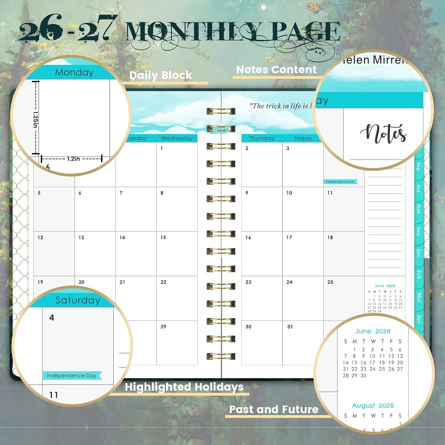 2027 Academic Planner 6×8 2026-2027 Daily Weekly Planner July to June Large Size