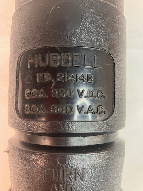HUBBELL 21414B LOCKING CONNECTOR 20A 250VDC 30A 600VAC