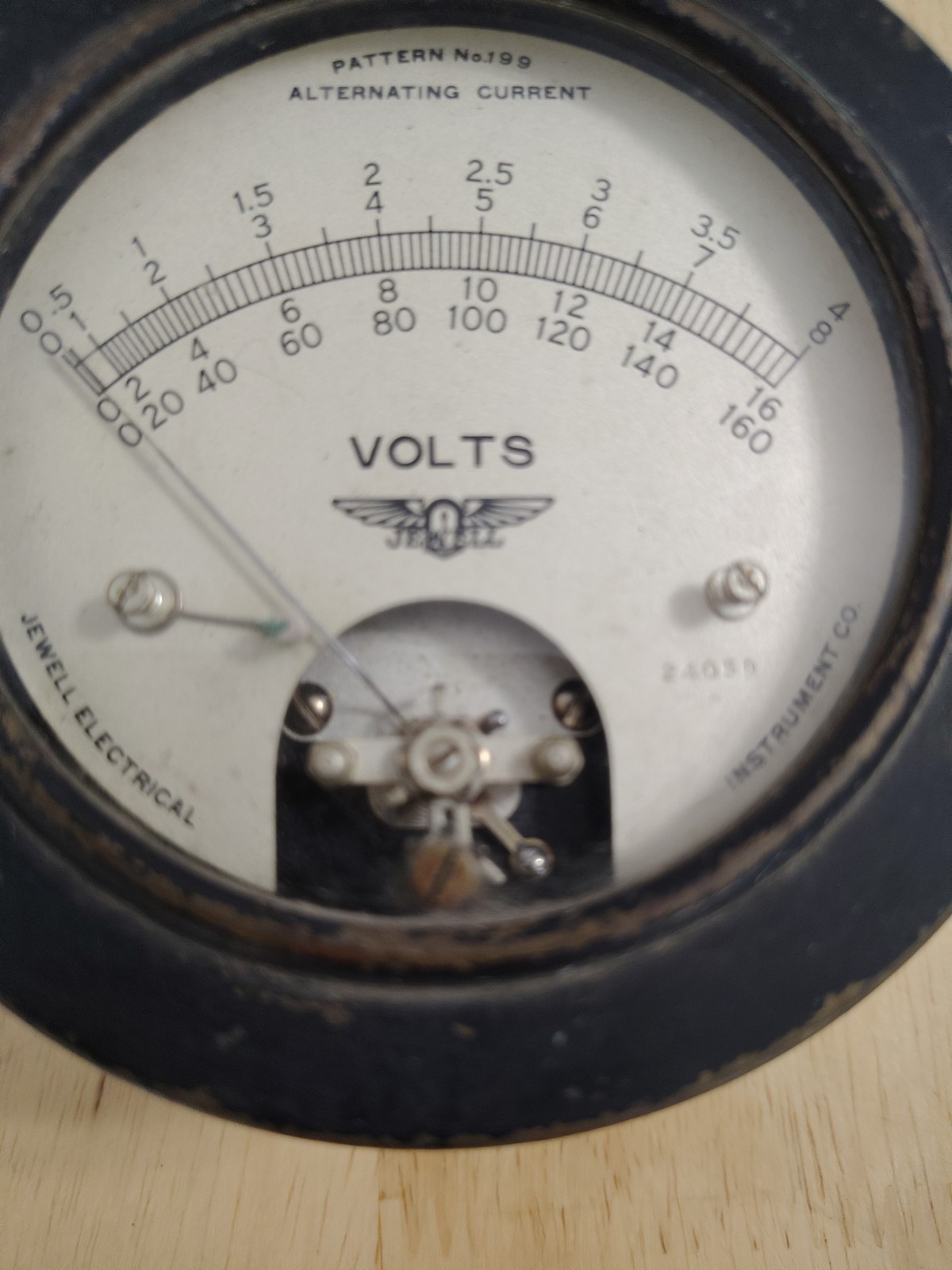 Vintage Jewell ElectricalAC Volts Panel Meter Pattern No 199 Measures 0-160 VAC