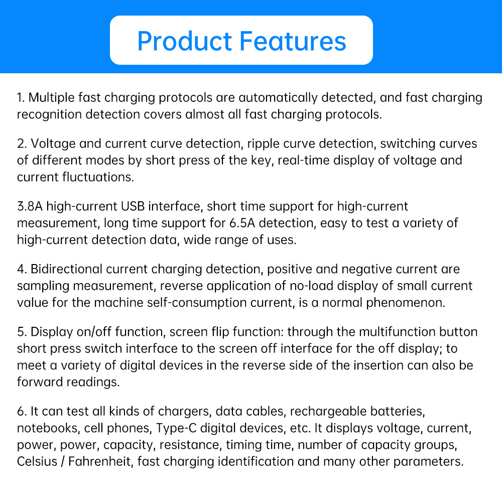 Type-C USB Digital Power Meter Tester Multimeter Current Voltage Test Bluetooth