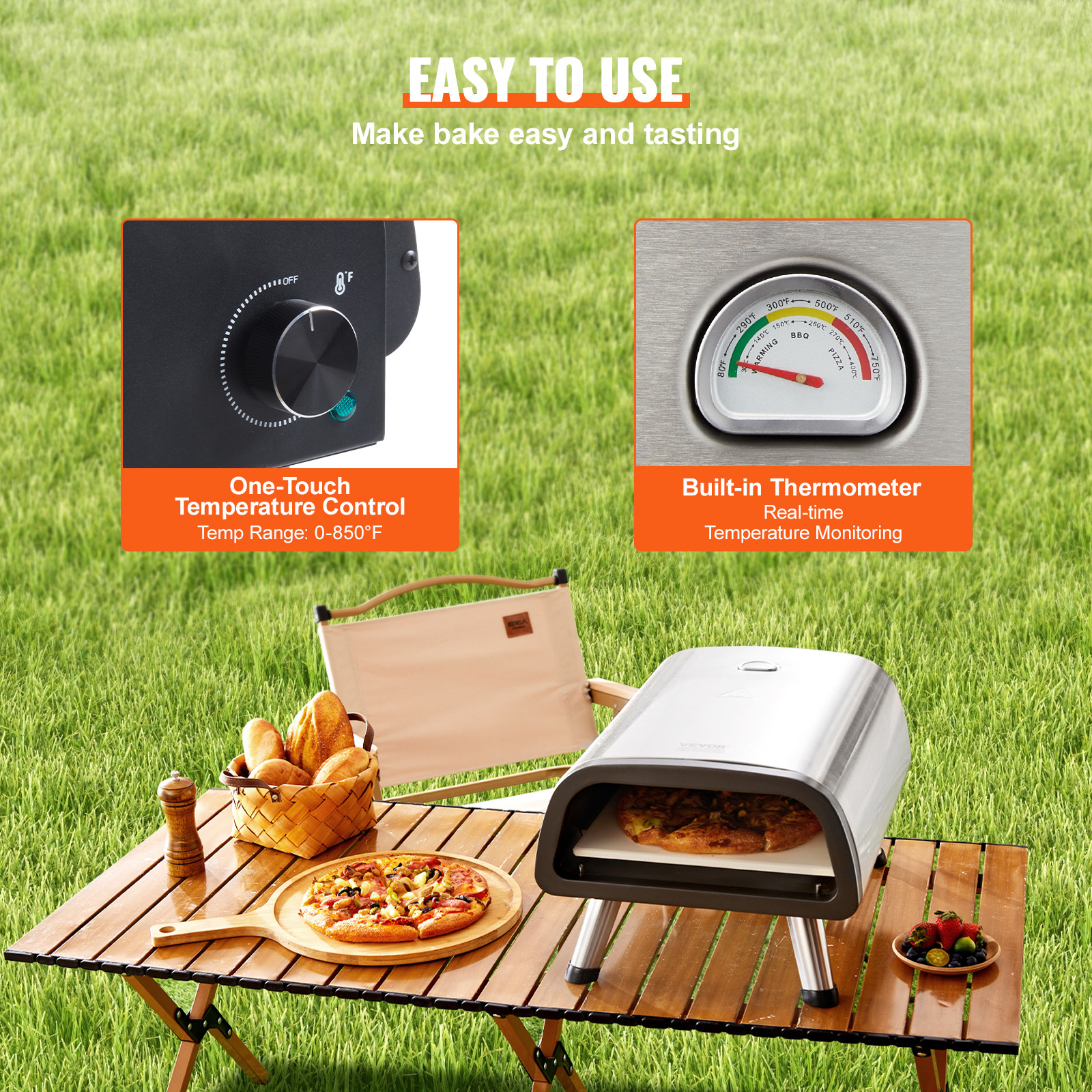 VEVOR Electric Pizza Oven Countertop Pizza Maker for 12″ Pizza Indoor & Outdoor