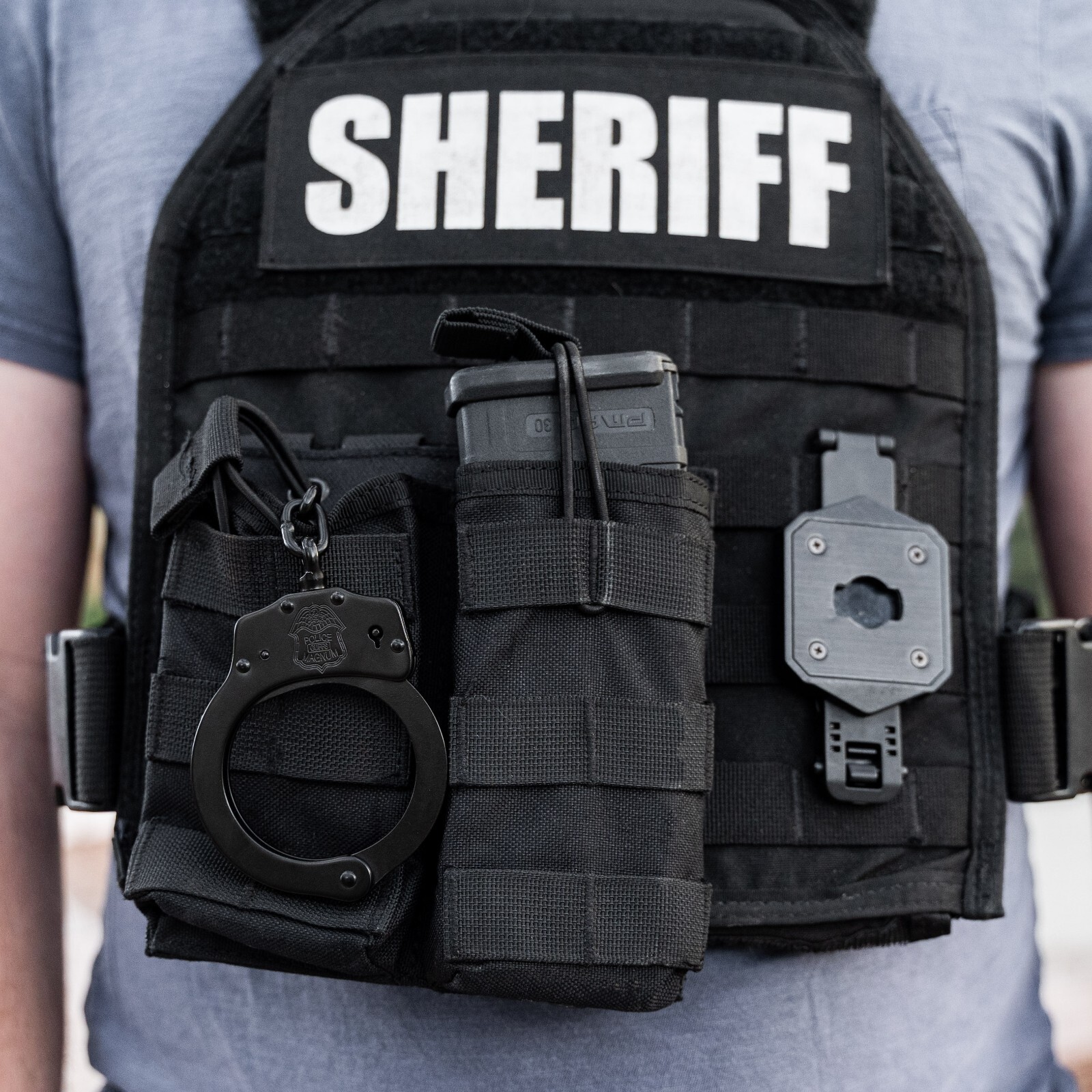 Police Magnum Black Steel Heavy Duty Handcuffs-Law enforcement security gear