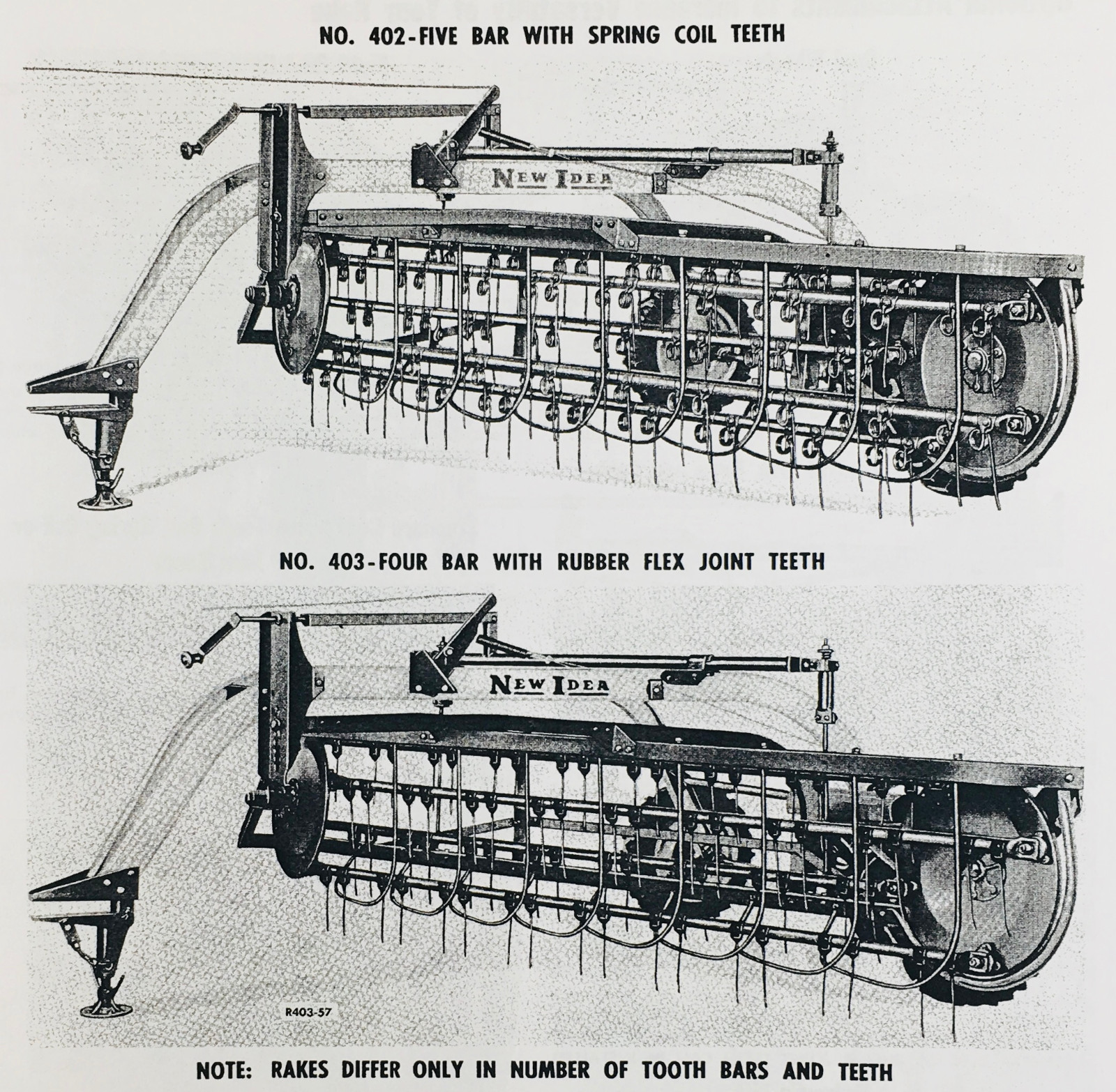 New Idea 402 5 Bar 403 4 Bar Parallel Side Rake Operators Owners Manual