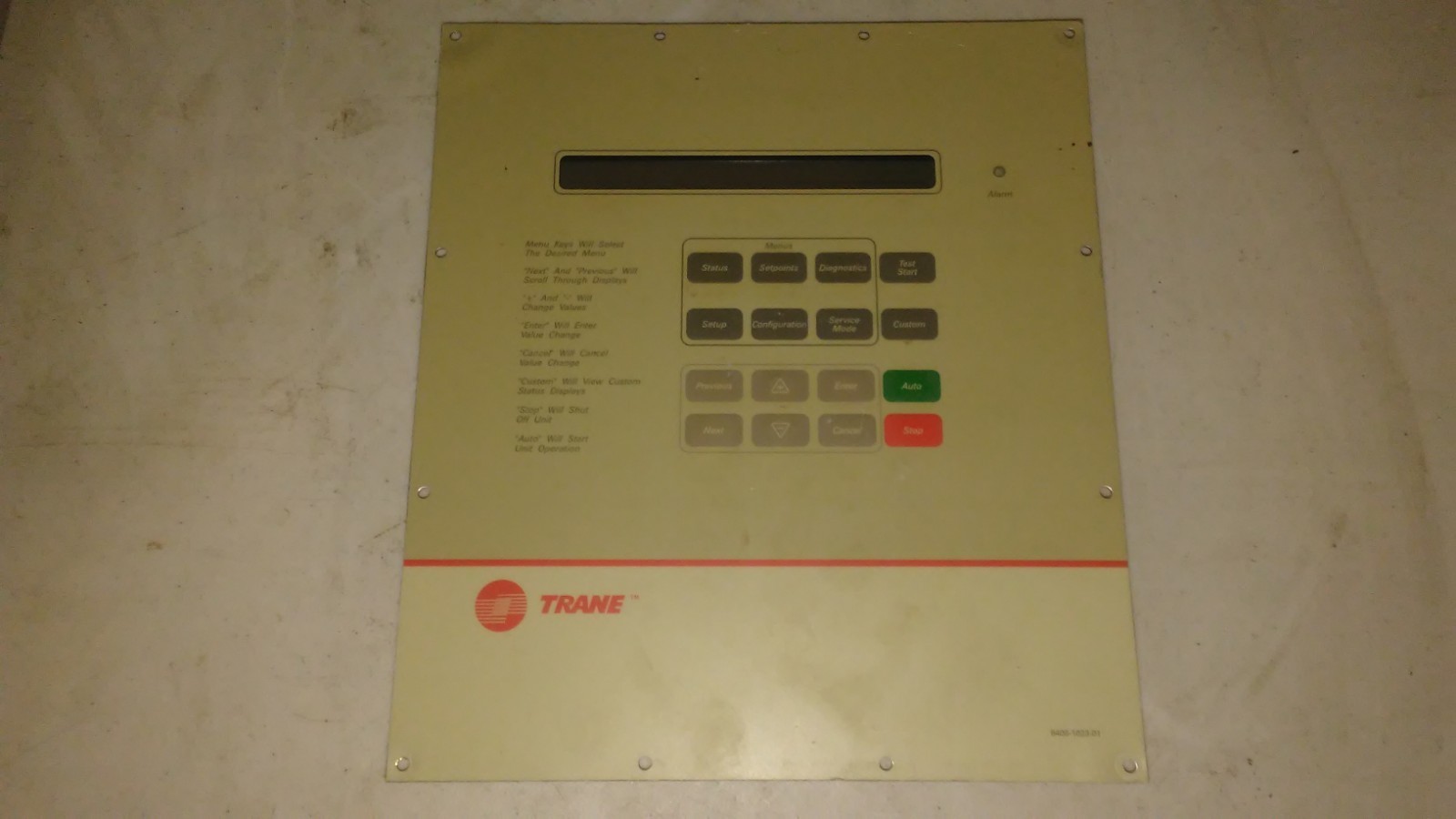 Trane 6400-1023-01 Chiller Adaptive Control Panel X13650779-01 Rev C
