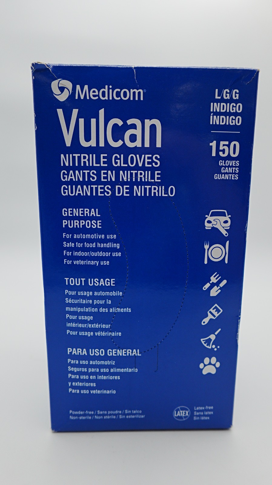 Medicom Vulcan Nitrile Disposable Gloves 150-pcs Large Durable Latex-Free Blue