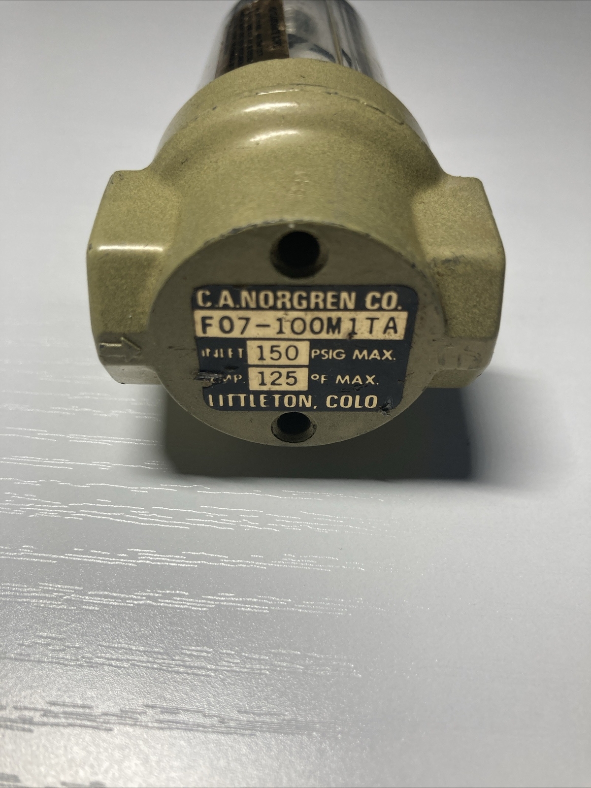 F07-100-M1TA Pneumatic Filter Norgren inlet 150 psi Temp 125 F max Littleton