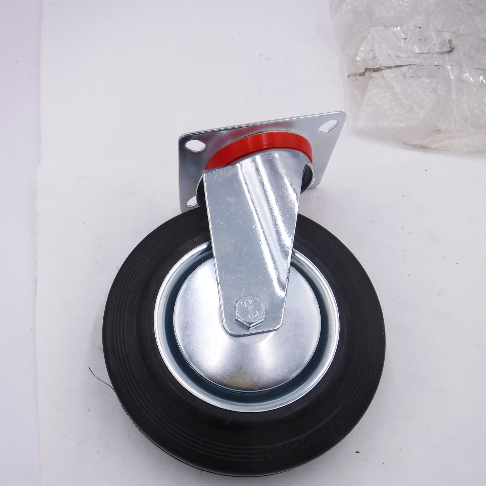 8″x 2″ H D Rubber on Steel Swivel Caster (H-5) 9-1/4″ OAH 4-1/4″W X 5-1/4″L Plat