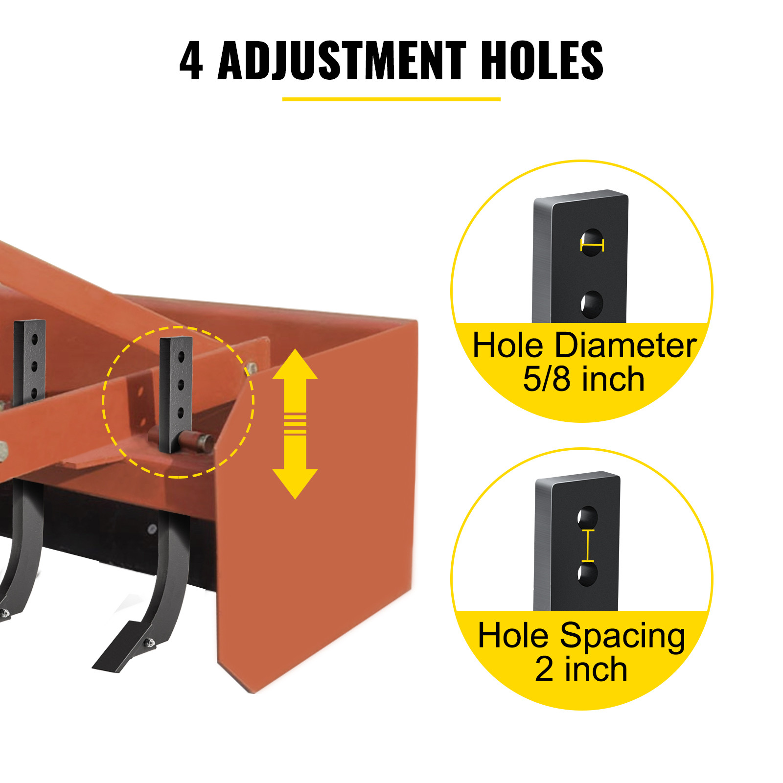 VEVOR 18” Box Blade Shank Scarifier Shanks Teeth 4 Holes Box Scraper Shank 5pcs