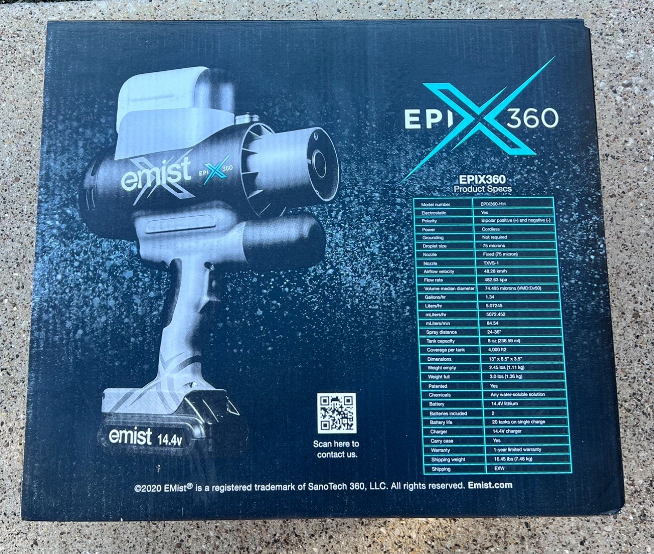 Emist EPIX360 Electrostatic Disinfectant Sprayer Cordless Handheld-(BRAND NEW)