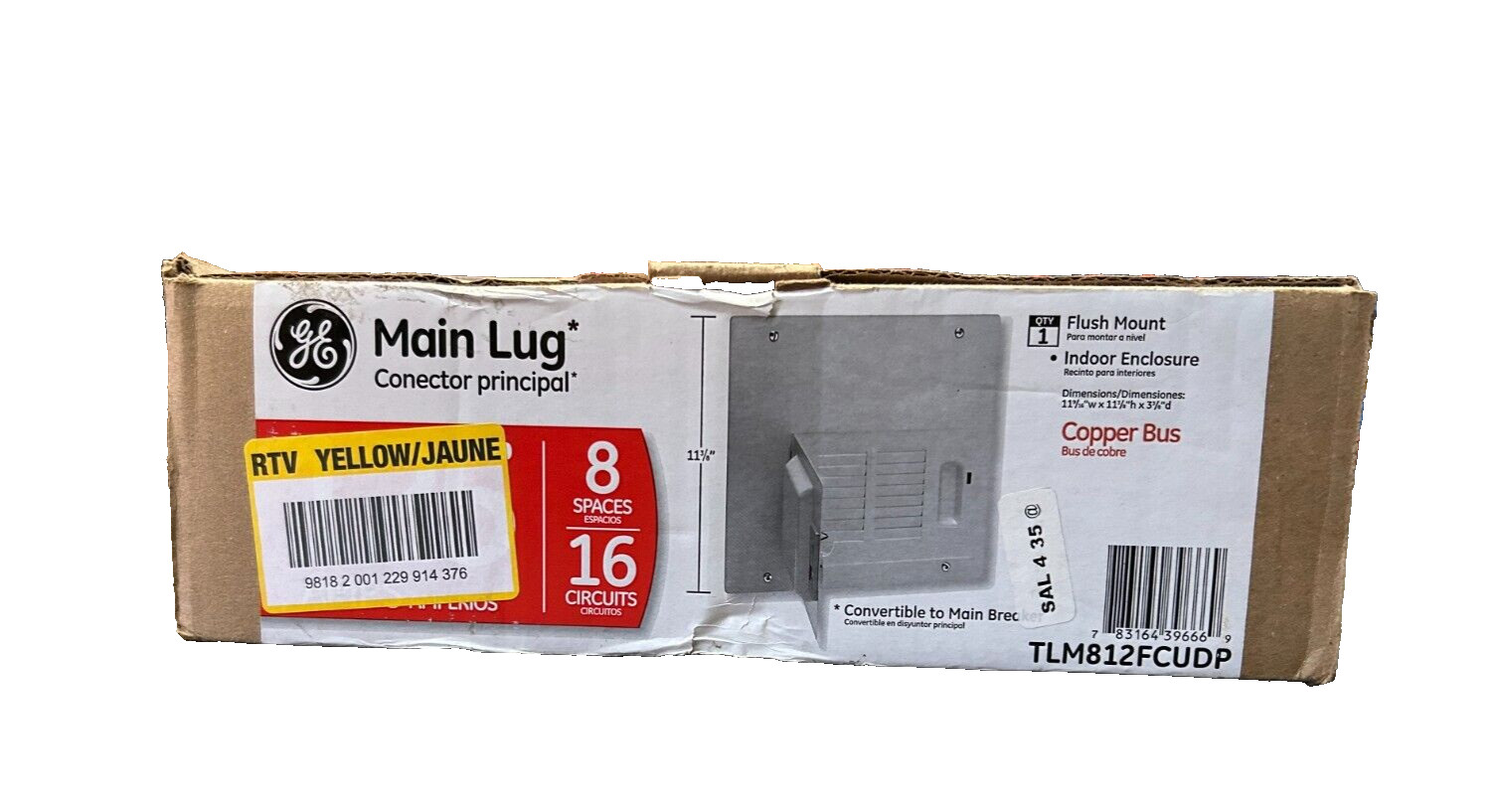 General Electric TLM812FCUDP 8 Spacies 16 Circuits 125AMP Indoor Load Center