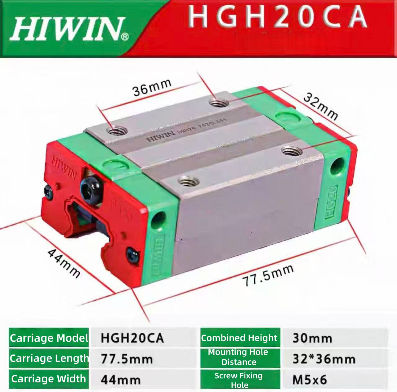HIWIN HGH15CA/20CA/25CA/30CASlider For Linear Guideway HGH