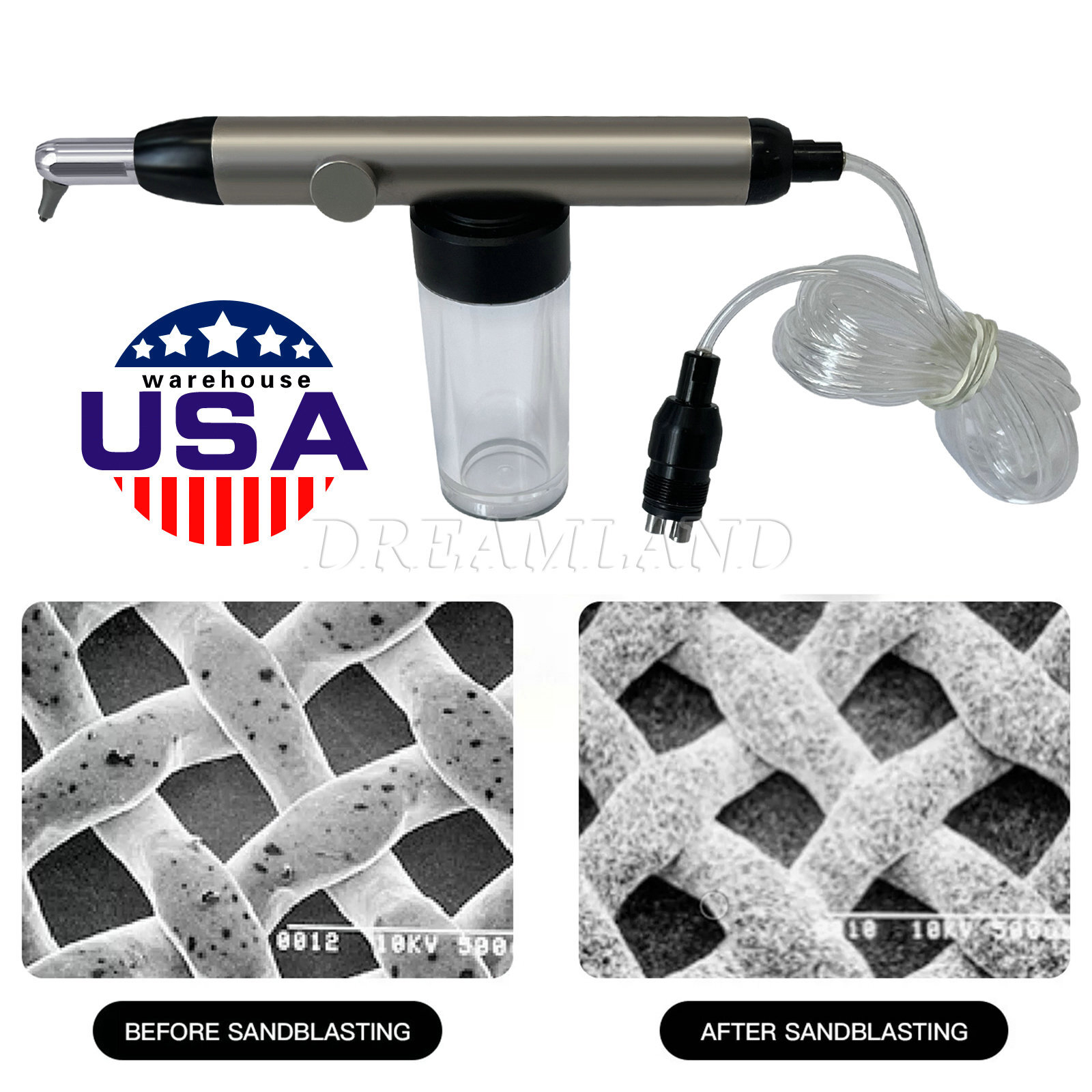 Dental Aluminum Oxide Micro blaster Air Abrasion Microetcher Sandblaster 4 Holes