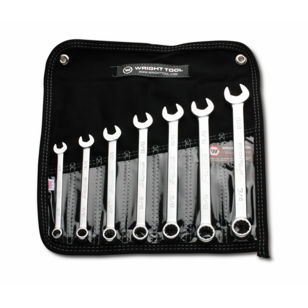 Wright Tool 707 Satin Combination Wrench Set 7-Pieces 12 Point SAE in Denim Roll