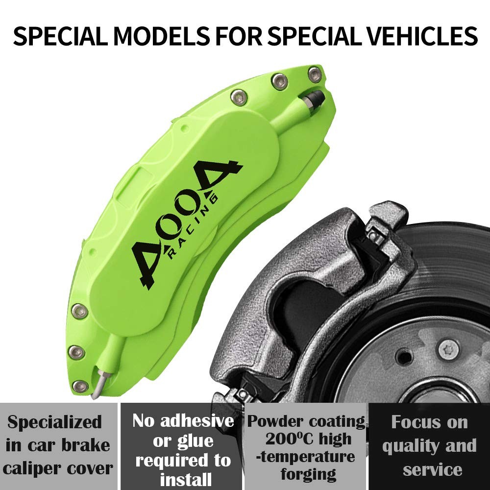Green Powder Coated Aluminum Brake Caliper Covers 2015-2023 Mustang EcoBoost 4pc