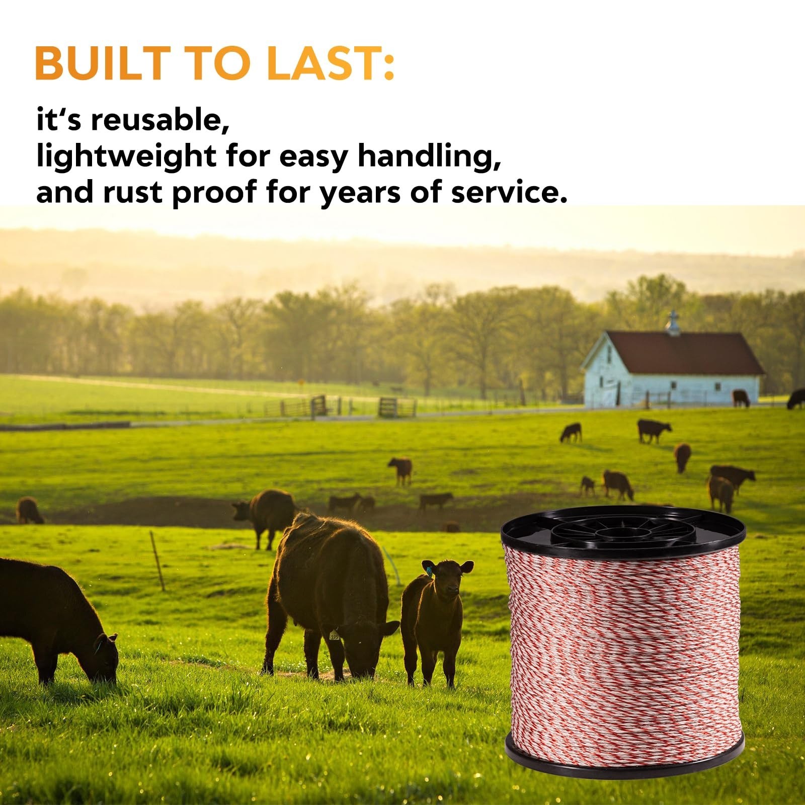 3280ft Electric Fence Wire Rope, 6 Strand Stainless Steel Polywire, Rust Resista