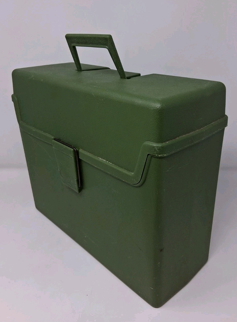 Vintage 1970’s Sterling Plastics File Folder Storage Box in Army Green
