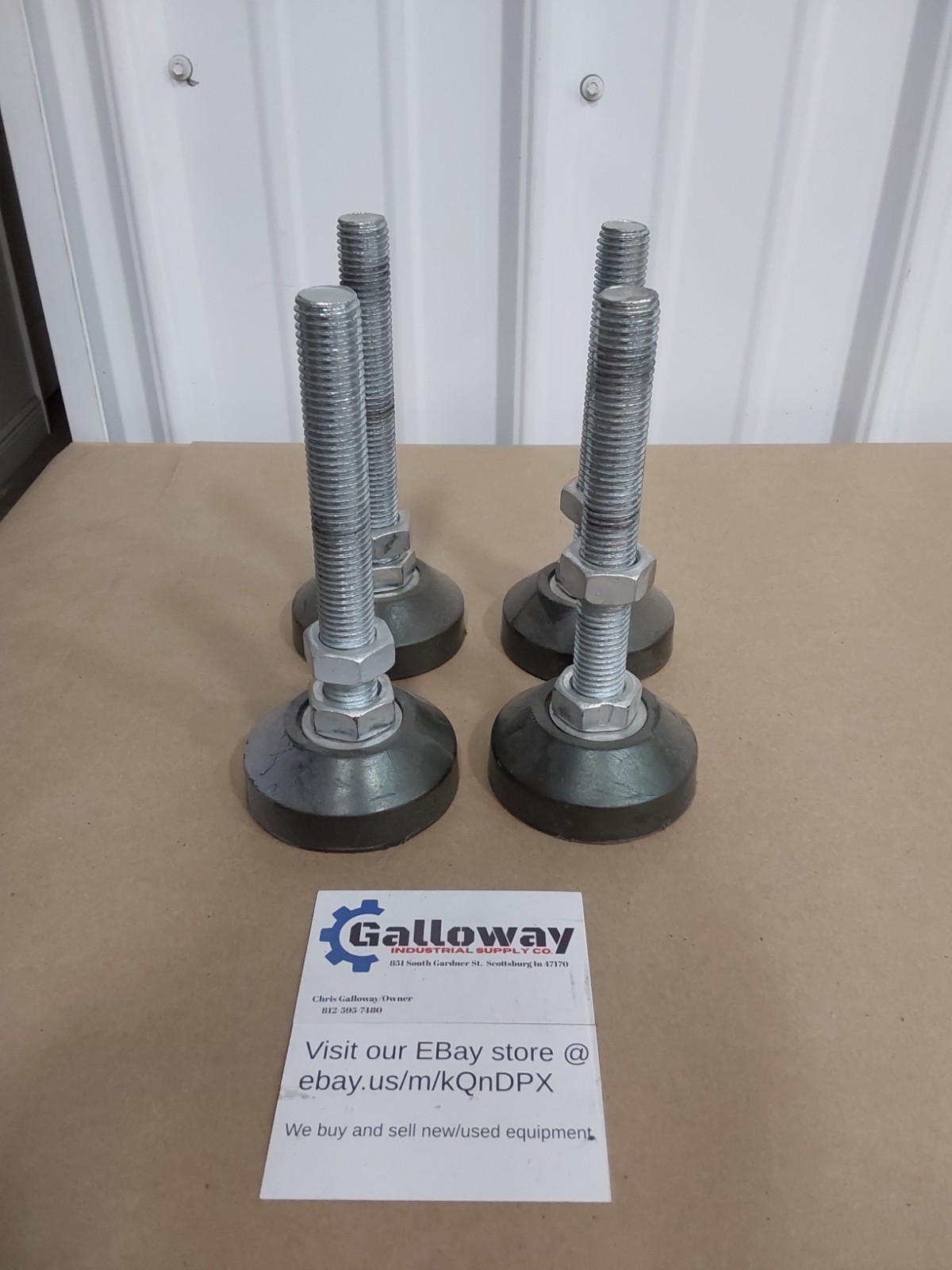 LOT OF 4 NO NAME MACHINE TABLE EQUIPMENT ADJUSTABLE FOOT LEG FEET M10 THREAD