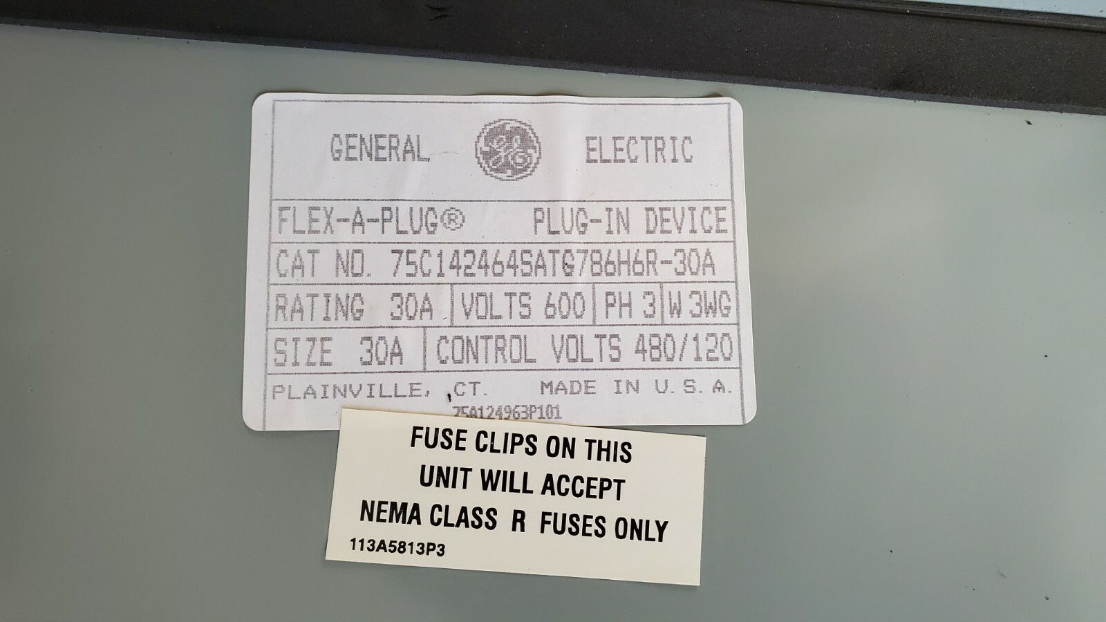 GE Flex-A-Plug 75C142464SATG786H6R-30A 600V 3PH Fusible Bus Plug