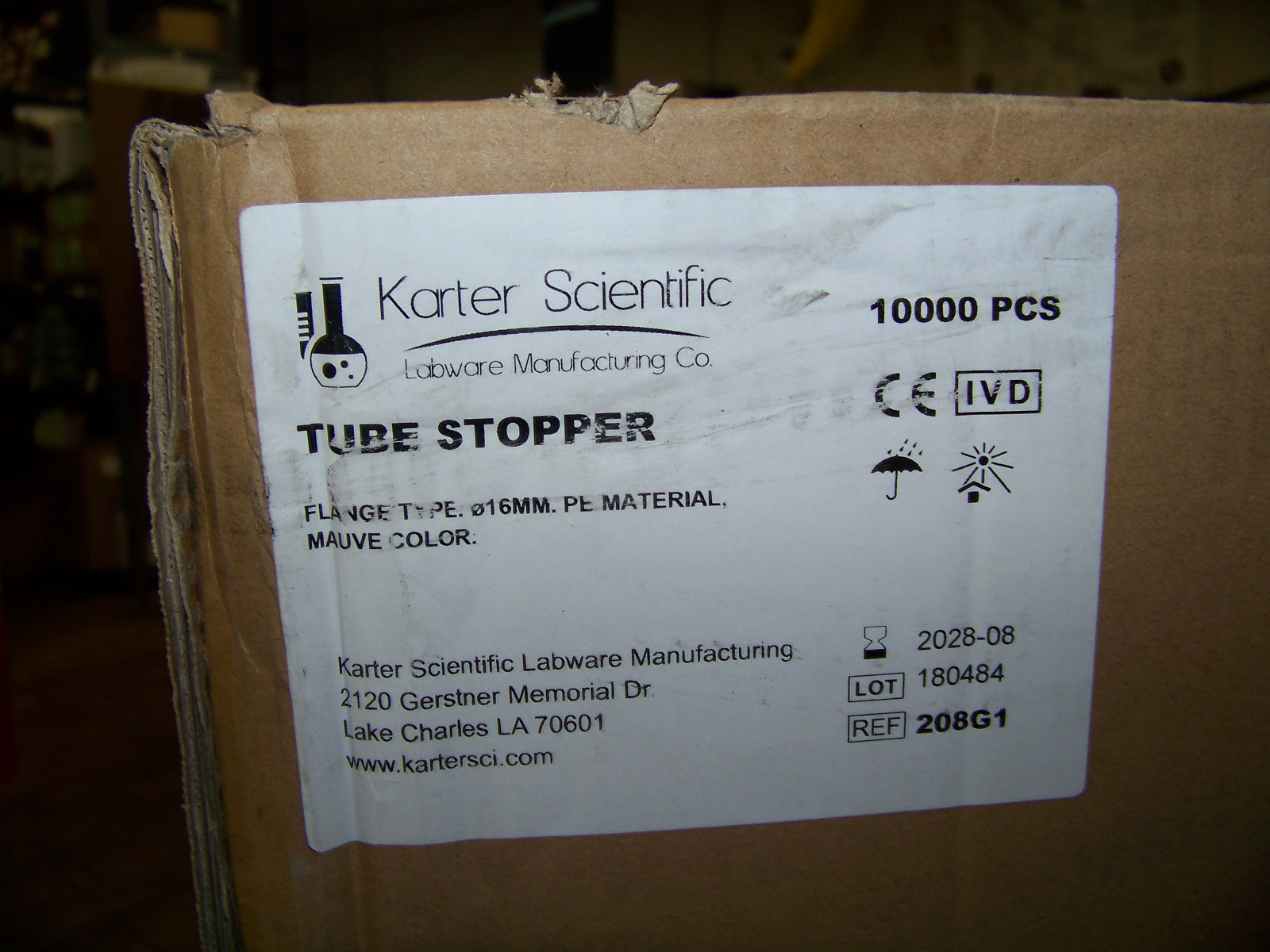 Karter Scientific Labware Mfg. Tube Stopper 016mm Mauve 10,000 pcs. 208G1 New