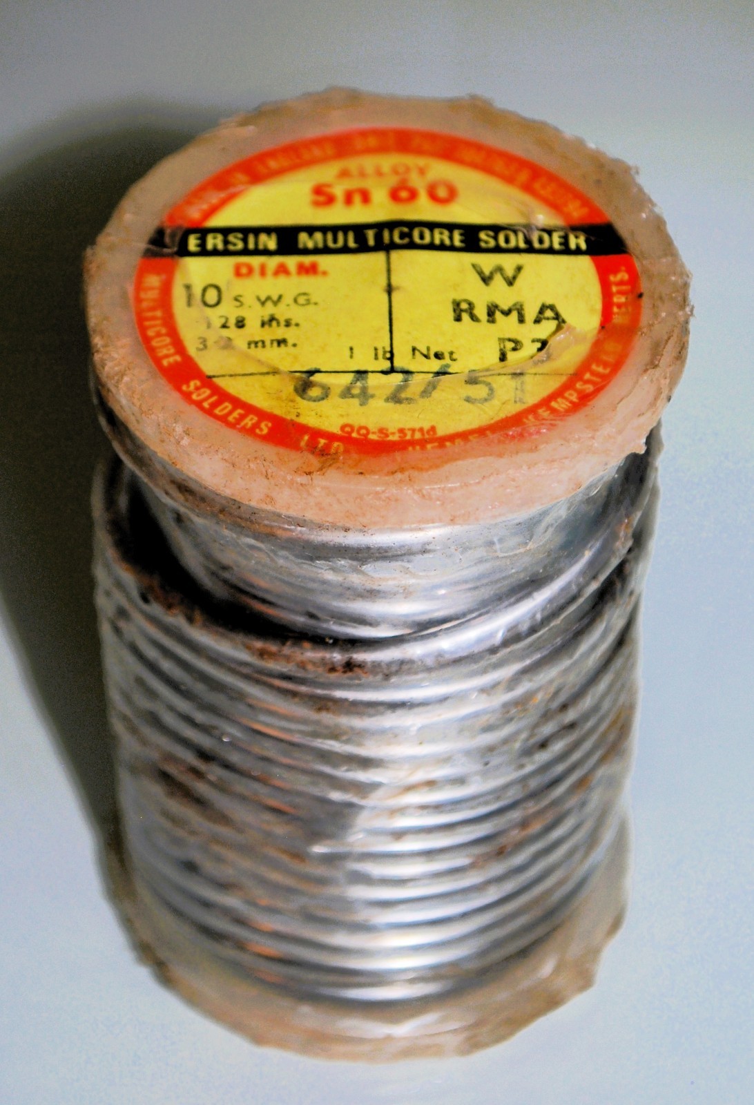 Vintage NOS Ersin Multicore Solder Sn60 10 SWG 1 lb. Spool