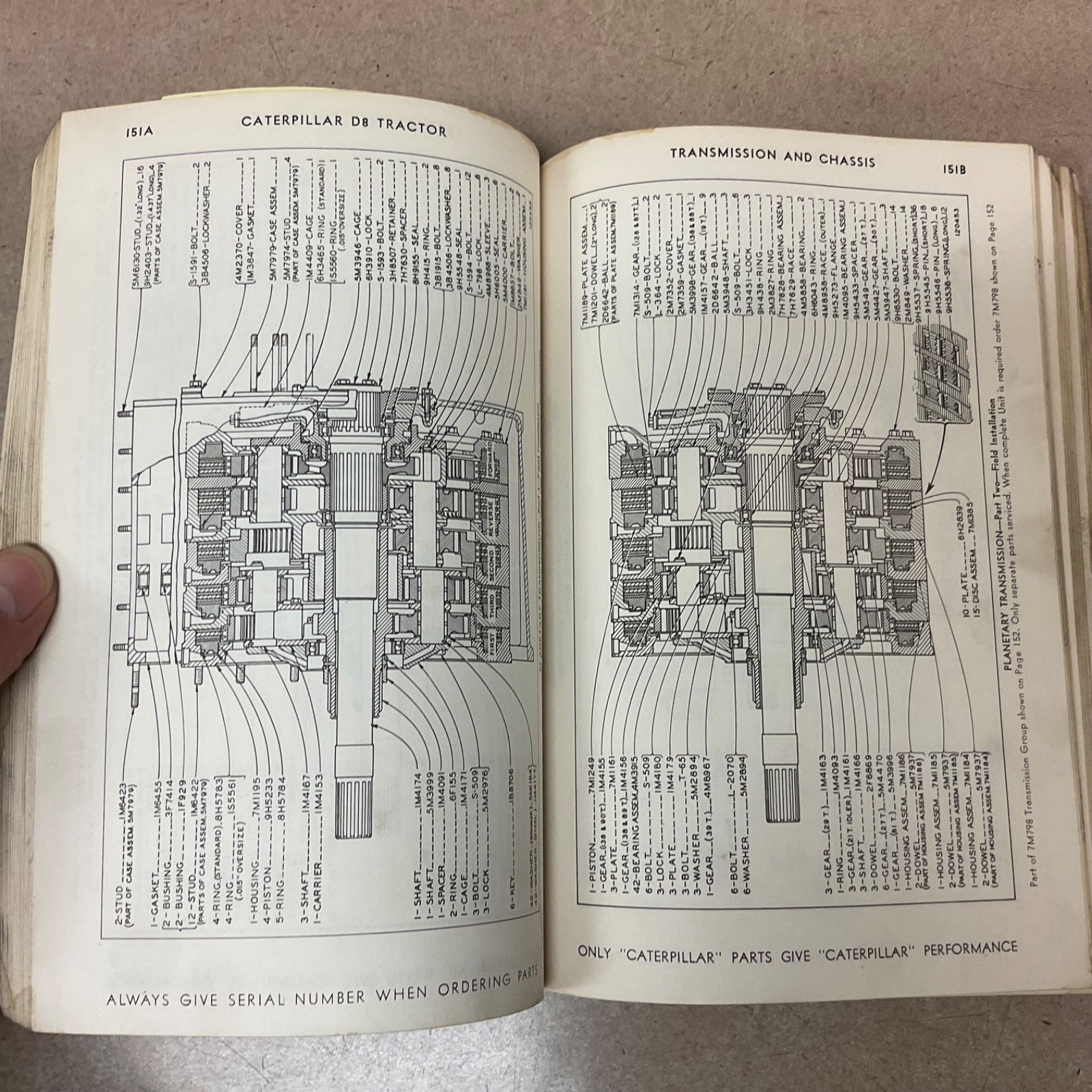 CAT Caterpillar D8 D8H PARTS MANUAL BOOK CATALOG TRACTOR BULLDOZER sn 46A1-3043
