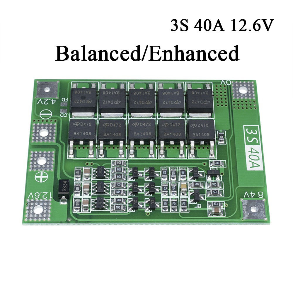 3S 11.1V 12.6V 40A Protection Board Balance BMS For 18650 Lithium Battery G4C9