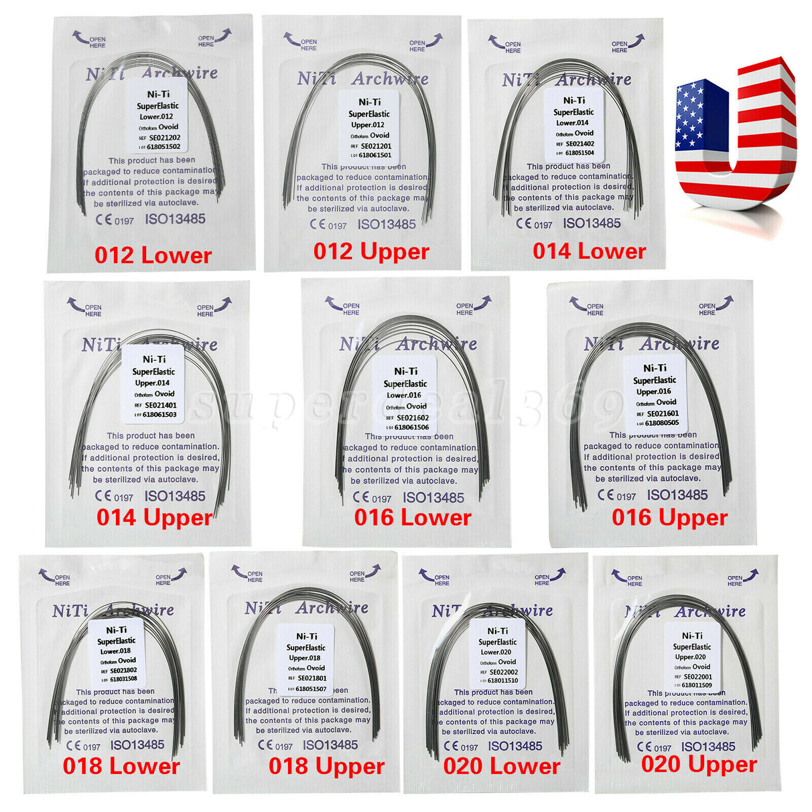 Dental Ortho Super Elastic Niti Arch Wire Round Ovoid Form for Bracket Braces CE
