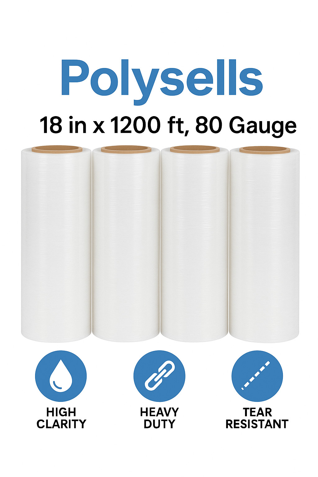 2/8/16 Rolls 5 in. x 1200 ft. Stretch Hand Wrap Clear Cling Plastic Wrap