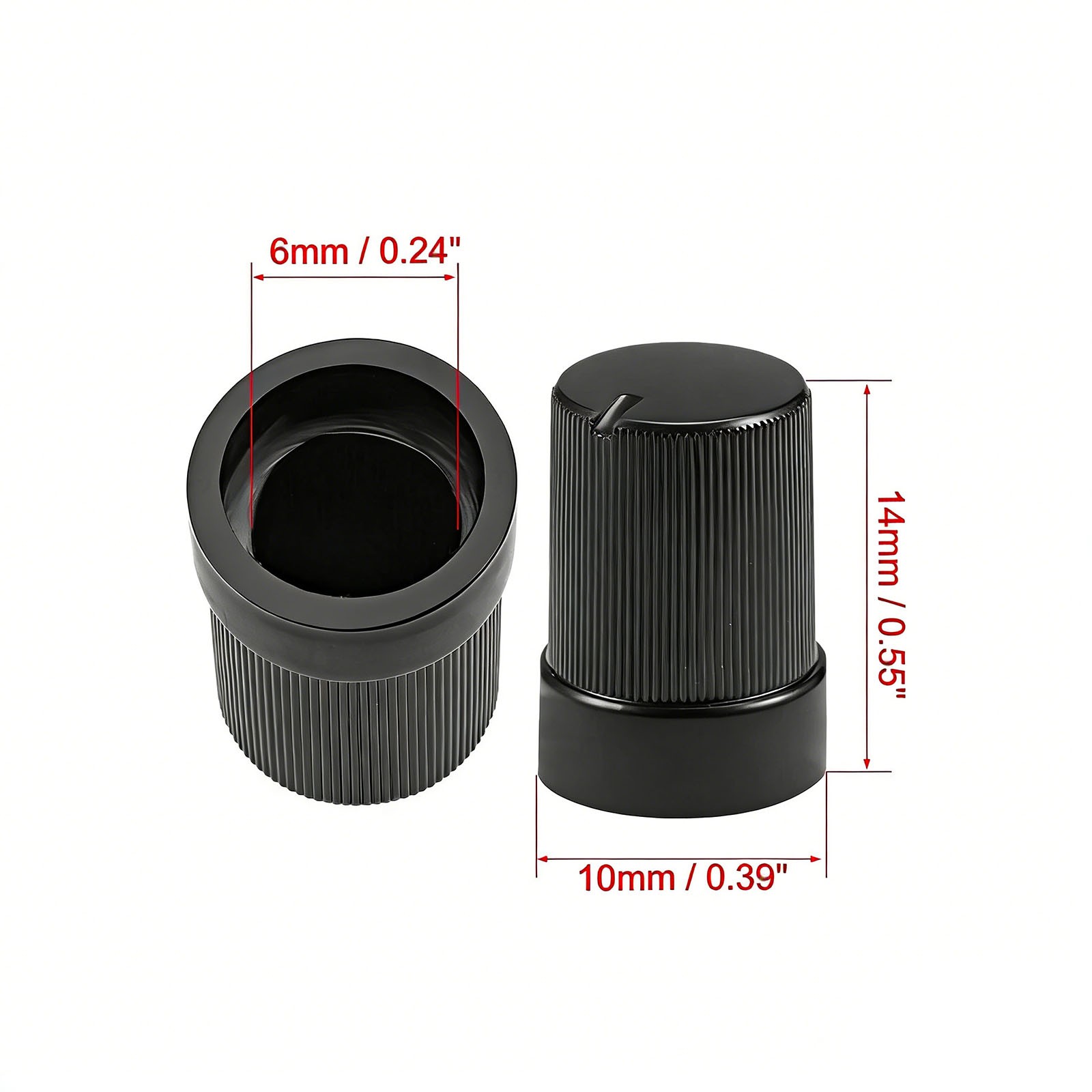20x 10x14mm Plastic 6mm Potentiometer Knob Spline Shaft Volume Black