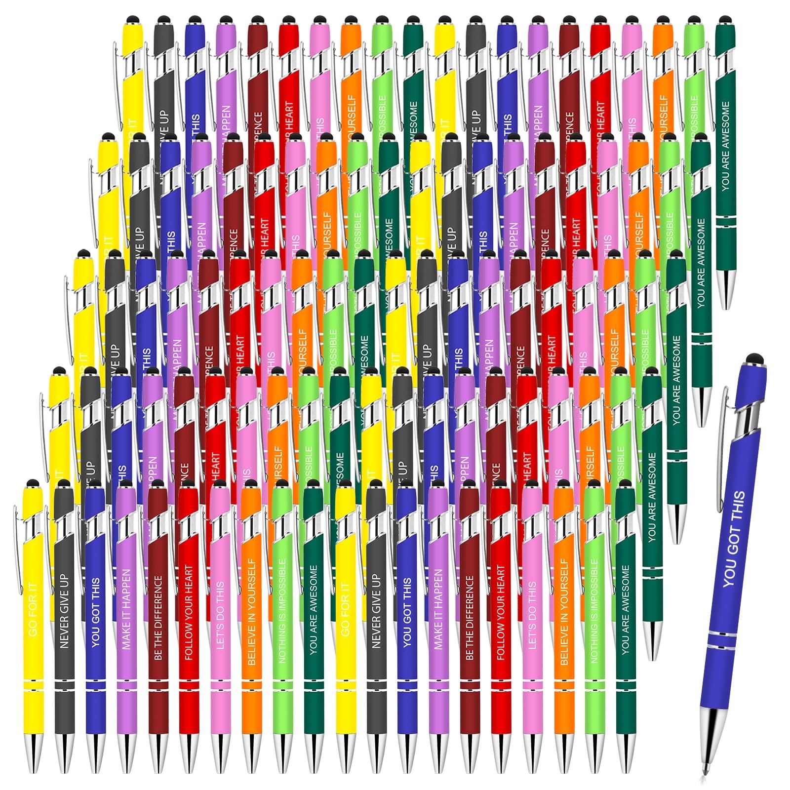 Greengines 100 PCS Inspirational Pens Bulk, 1 Count (Pack of 100), Multicolor