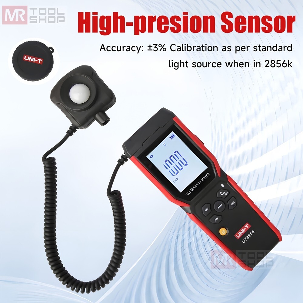 UNI-T UT381A Digital Illuminance Light Meter Bluetooth Luxmeter 400,000lx APP C