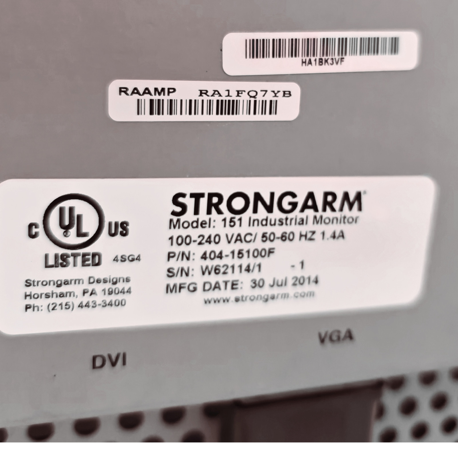 Strongarm 15.1″ Industrial Operator Interface Monitor Panel Mount 304 Stainless