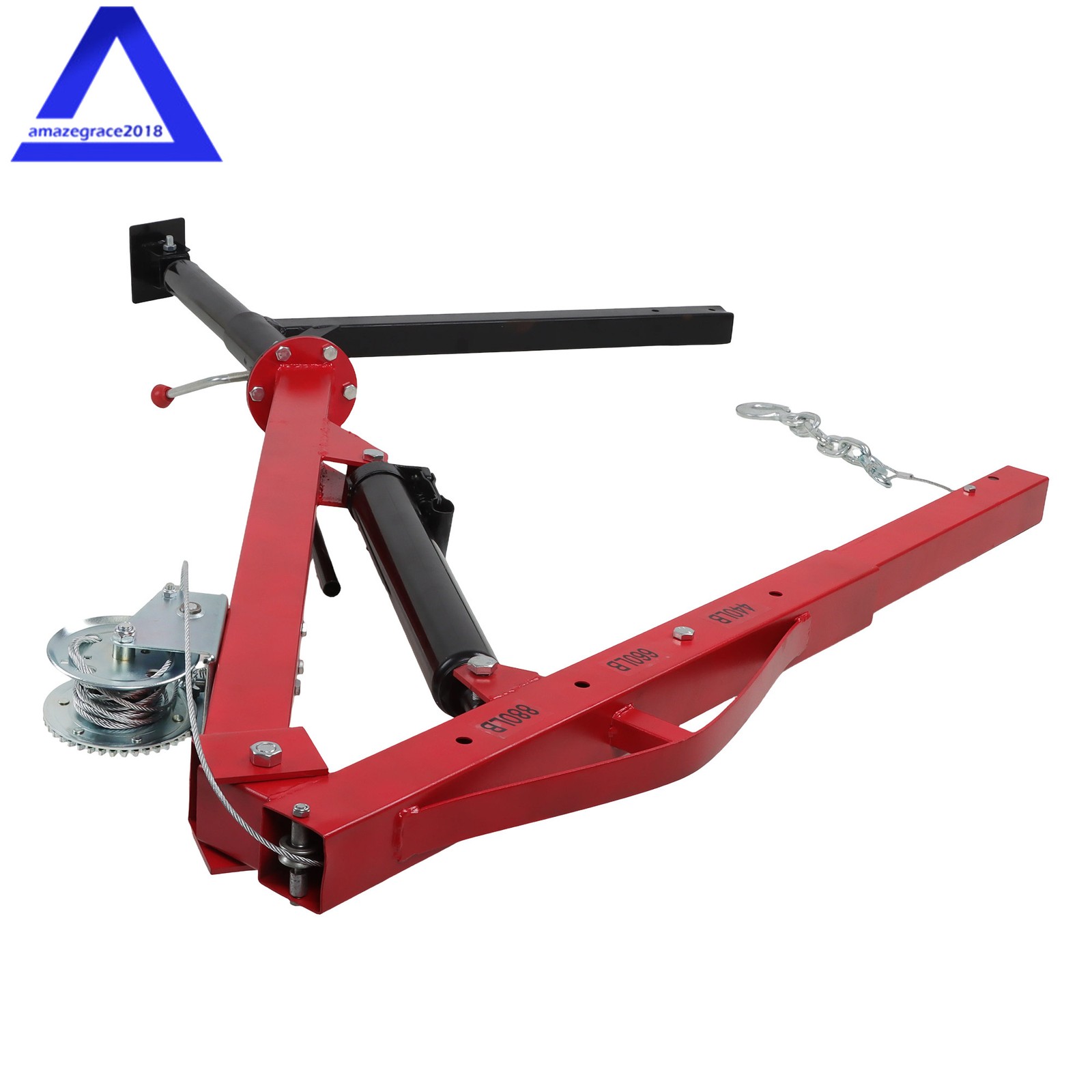 500 LBS Pickup Truck Hydraulic Dock Jib Engine Hoist Crane Mount Lift 2″ Hitch