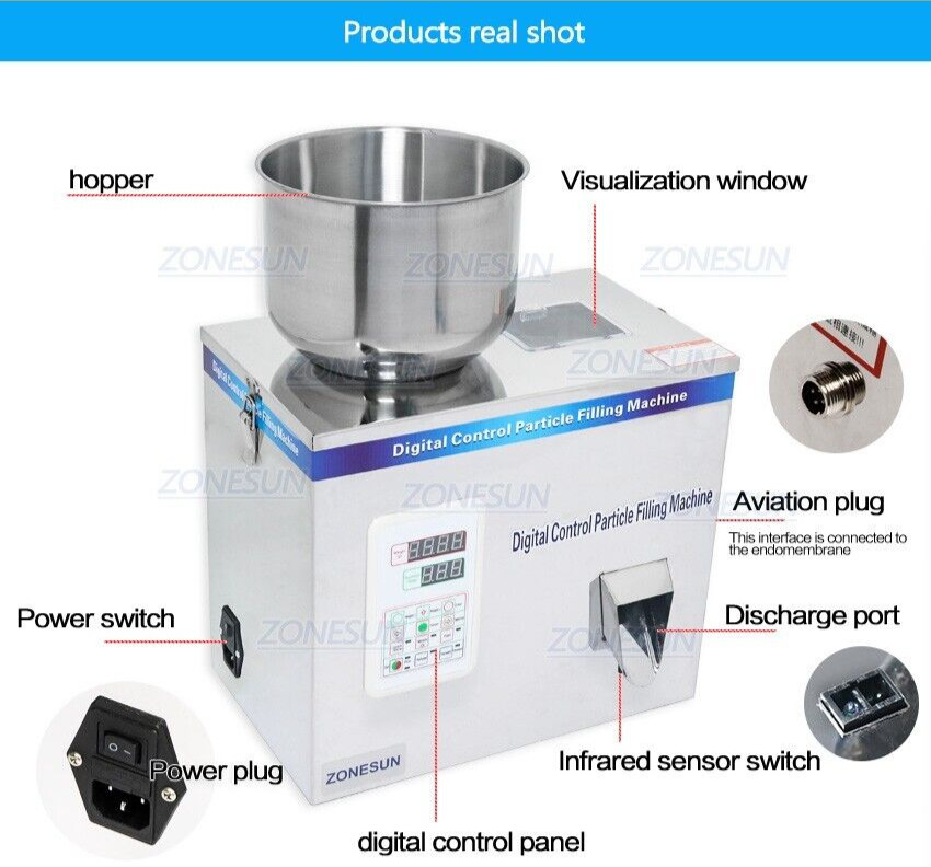 ZONESUN 1-200G Particle Tea Candy Nut Food Tea Granule Packing Filling Machine