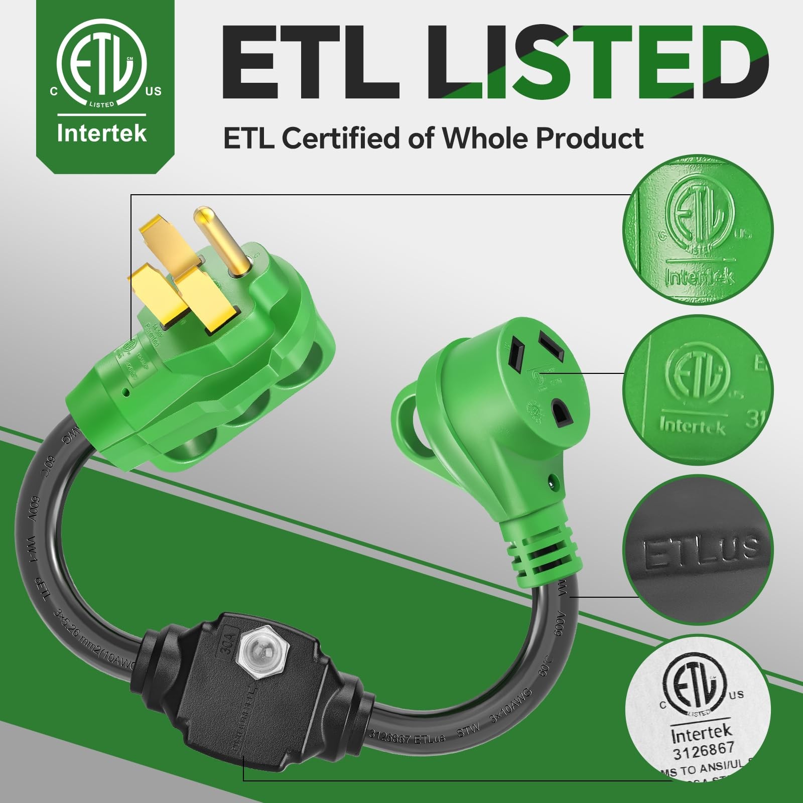 50A to 30A RV Adapter & Surge Protector with Circuit Breaker – ETL Listed