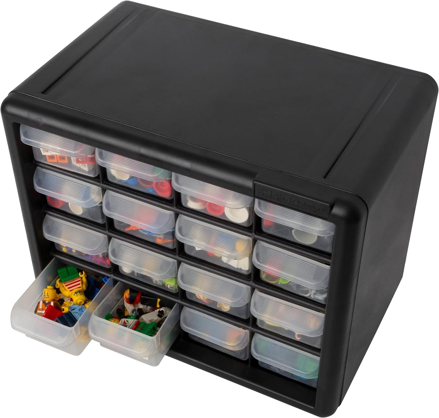 16-Drawer Plastic Storage Cabinet, 10.5″W X 6.5″D X 8.5″H, Black | Plastic Cabin